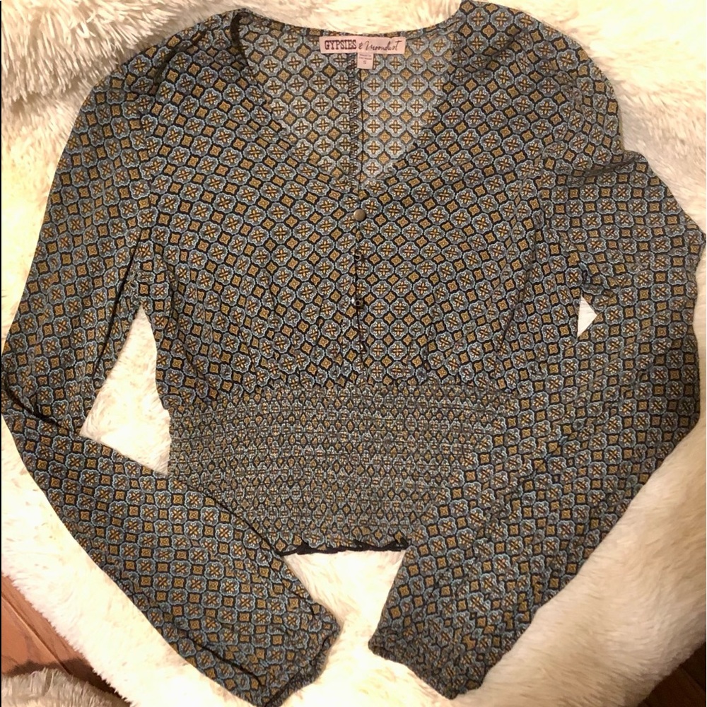 FINAL—GYPSIES & MOONDUST—LONG SLEEVE ELASTIC CUFF & CROPPED ELASTIC WAIST!!